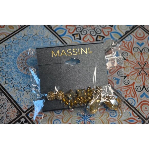 Massini 3 Piece Gold Earring Set With Rhinestone & Teardrop Designs For Women - Picture 5 of 5